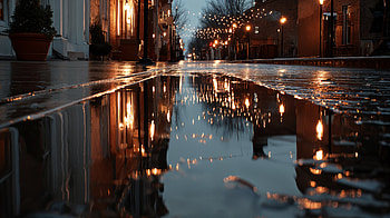 Puddle Echoes: Rainy Reflection —, Street, Night HD wallpaper