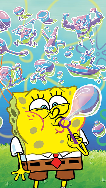 Spongebob, Yellow, Funny Cartoon HD phone wallpaper
