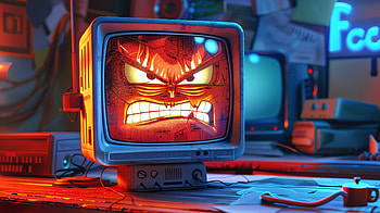 Angry Computer: A Stunning Ultra, angry, computer, retro, Digital Art HD wallpaper