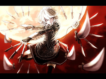 Anime girl, girl, anime, swords, moon HD wallpaper