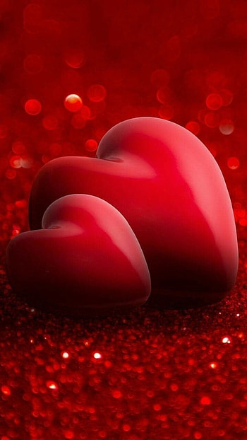 2 Red Hearts, 2 red, heart HD phone wallpaper