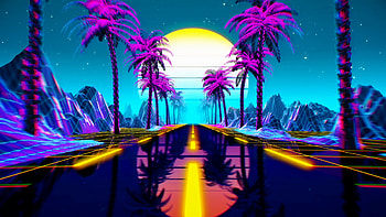 Neon 80s Retro Sun Art (Page 1) HD wallpaper