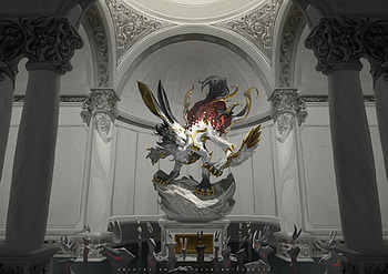 The Immortal Podium: Angelic Hare, fantasy, statue HD wallpaper
