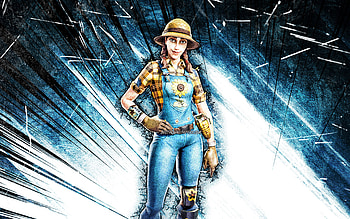 Sunflower, grunge art, Fortnite Battle Royale, Fortnite characters, blue abstract rays, Sunflower Skin, Fortnite, Sunflower Fortnite HD wallpaper