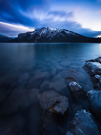 Nature, Mountains, Lake, Canada, Minnevanka HD phone wallpaper
