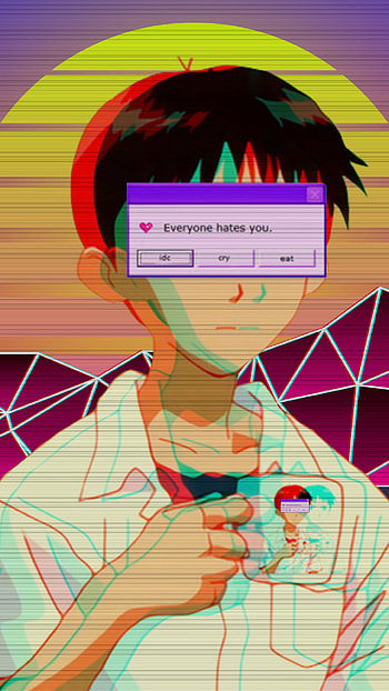 Neon Genesis Evangelion Retro Vaporwave , Anime, Neon Genesis Evangelion HD phone wallpaper