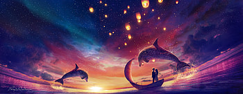 That Moment , love, couple, artist, artwork, digital-art, deviantart, dolphin HD wallpaper