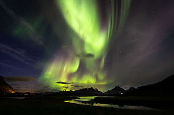 Northern Lights, lake, night, adorable, landscape HD wallpaper