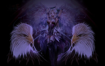 Two Lords and a Queen, abstract, eagle, fantasy, angel, dream HD wallpaper