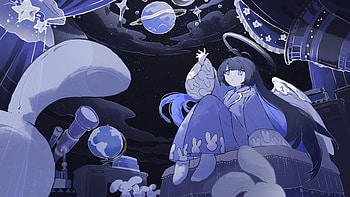Cute Anime Angel, planetarium, anime angel, angel HD wallpaper