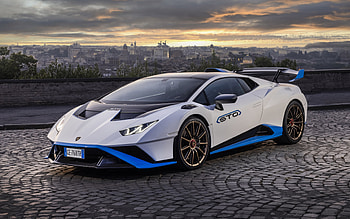Lamborghini Huracan STO, front view, exterior, supercar, tuning Huracan, white Huracan, Italian sports cars, Lamborghini HD wallpaper