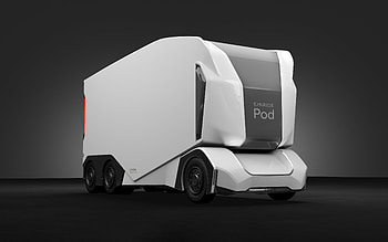 Enride Pod, electric autonomous truck, exterior, trucks of the future, white Enride Pod, electric self-driving vehicles HD wallpaper
