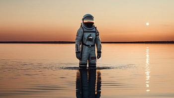 Astronaut Knee Deep In Silence, astronaut, artist, artwork, digital-art HD wallpaper
