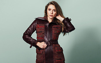 Leather coat, Elizabeth olsen, hoot HD wallpaper