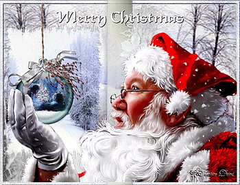 Merry Christmas, artwork, window, snow, christmas, ball, ornaments, santa HD wallpaper