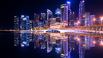 Night, reflections, lights, cityscape HD wallpaper