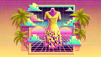 Vibrant Yellow Dress Retro Wave, yellow dress, vaporwave, fashion, retro, Digital Art HD wallpaper