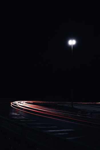 Night, Lights, Dark, Road, Turn, Long Exposure, Darkness HD phone wallpaper
