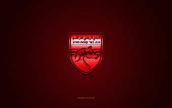 FC Kafr Qasim, Israeli football club, Liga Leumit, red logo, red carbon fiber background, football, Kafr Qasim, Israel, FC Kafr Qasim logo HD wallpaper