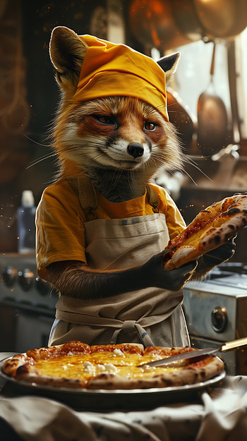 Pizza-Crafting Fox, pizza, fox HD phone wallpaper