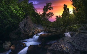 River Fium Alto, Corsica, France, sky, sunset, island, mediterranean, colors, trees HD wallpaper