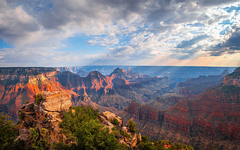 Grand Canyon, evening, sunset, Arizona, Colorado River, mountain landscape, USA HD wallpaper