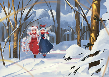 Fujiwara no Mokou & Keine Kamishirasawa, Keine Kamishirasawa, Fujiwara no Mokou, Anime, Touhou HD wallpaper