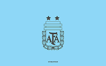 Argentina national football team, blue background, football team, emblem, CONMEBOL, Argentina, football, Argentina national football team logo, South America HD wallpaper