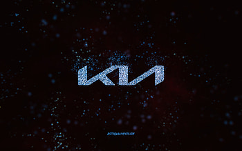 Kia glitter logo, , black background, Kia logo, blue glitter art, Kia, creative art, Kia blue glitter logo HD wallpaper