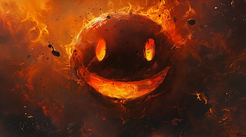 Fiery Smile - Radiant Happy Face Background, smile, happy face, fire, smiley face, Abstract HD wallpaper