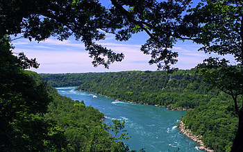 Niagara River from US side - Devil's Hole Trail, NY, sky, forest, landscape, trees, clouds, usa HD wallpaper