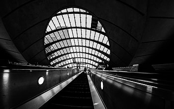 Architecture, Miscellanea, Miscellaneous, Bw, Chb, Room, Premises, Station, Subway, Metro, Escalator HD wallpaper