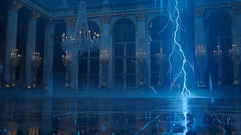 Majestic Indoor Lightning Strike, lightning, palace, chandelier, storm HD wallpaper