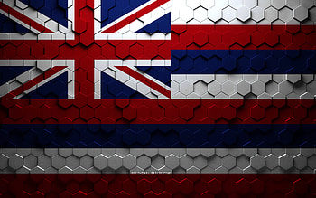 Hawaii flag, 3d hexagons texture, Hawaii, 3d texture, Hawaii 3d flag, metal texture, flag of Hawaii HD wallpaper