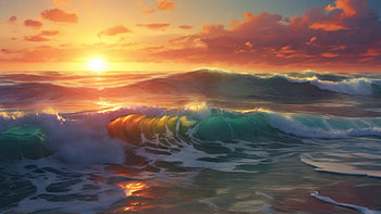 Ocean waves, water, ocean, wave, sea, sunset, Ocean Waves HD wallpaper