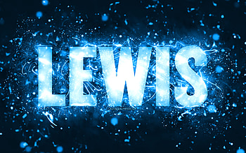 Happy Birtay Lewis, , blue neon lights, Lewis name, creative, Lewis Happy Birtay, Lewis Birtay, popular american male names, with Lewis name, Lewis HD wallpaper