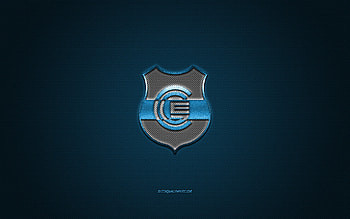 Gimnasia y Esgrima de Jujuy, Argentine football club, blue logo, blue carbon fiber background, Primera B Nacional, football, San Salvador de Jujuy, Argentina, Gimnasia y Esgrima de Jujuy logo HD wallpaper