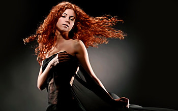 dancing redhead, black, model, pretty, red, dress, woman, female HD wallpaper