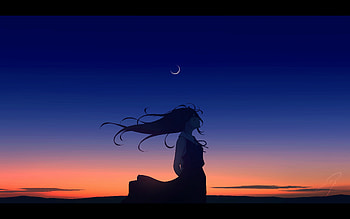 Sunset Location, Anime, girl, anime girl HD wallpaper