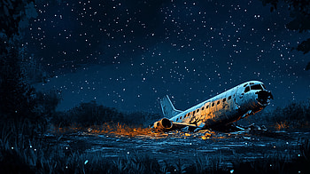 Night Sky Crash: of a Fallen Airplane, sky, night, airplane, crash, Plane Crash HD wallpaper