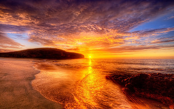 Landscape, Sunset, Sea HD wallpaper