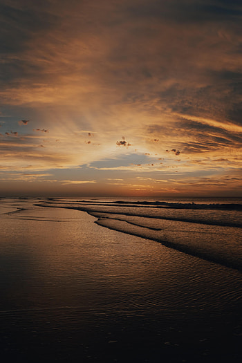 Nature, Sunset, Sea, Twilight, Waves, Beach, Dusk HD phone wallpaper