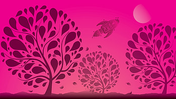 I need some space, tree, rocket, pink, creative, moon, fantasy, luna, vector, funny, card HD wallpaper
