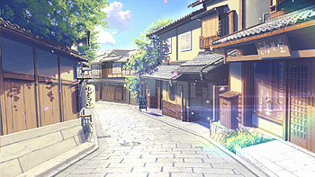 Japanese Anime Town Landscape HD wallpaper