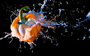 Pepper, Drops, Miscellanea, Miscellaneous, Paint, Liquid, Dark Background, Explosion HD wallpaper