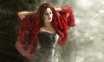 Beauty in The Rain, Pretty face, model, rain, Woman, feminine, lovely, sensual HD wallpaper