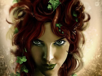 red hair and vines, fantasy, pretty, woman, beauty, female, artistic HD wallpaper