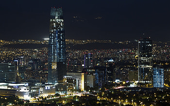 Nighttime cityscape, Santiago de Chile, Landscape lights, Skyscraper beauty HD wallpaper