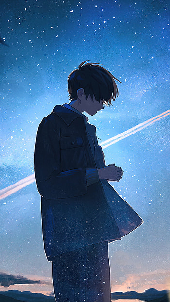 Alone boy, atmosphere, sky, sad, anime HD phone wallpaper