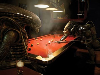 allies vs predator in billar, allien, game, funny HD wallpaper